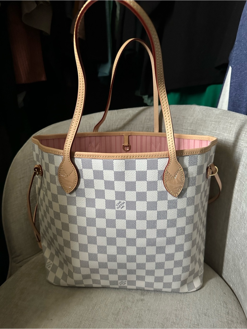 Checkered Tote Bag - Pink Interior